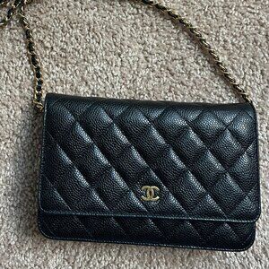 CHANEL WOC Wallet on Chain Black Caviar  - Gold Hardware | Magnetic Snap